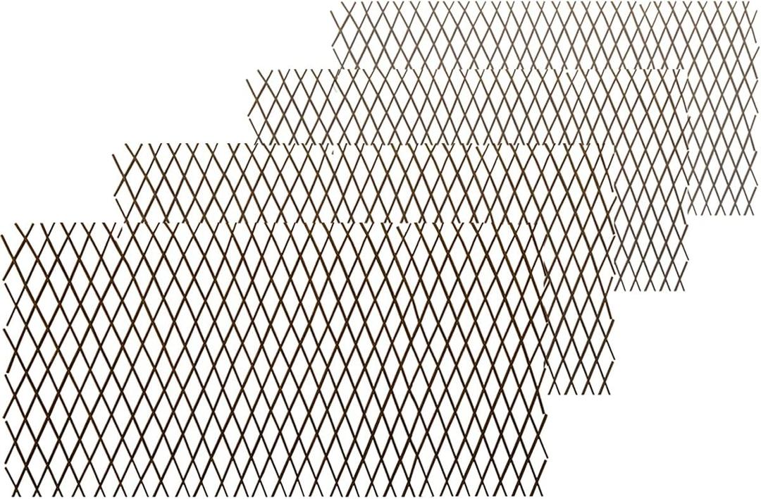 Natural Lattice Willow Trellis Fence for Climbing Plants,Expandable Garden Fence Wall Panel, Outdoor Decorative Wood Fence (4 Pieces)