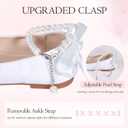 Girls Flower Girl Shoes, Mary Jane Ballet Flats with Pearl Ankle Strap, Princess Dress Shoes for Wedding Party School (Beige), 3 Big Kid