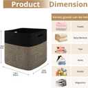 OIAHOMY 13 Inch Cube Storage Bins, 3-Pack Cotton Rope Woven Baskets for Organizing, Insert Storage Baskets for Shelves, Baby Nursery, Closet Organizer, 13 * 13 * 12.6IN, Black & Mixed Brown