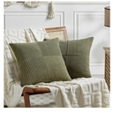 Fancy Homi 2 Packs Olive Green Euro Decorative Throw Pillow Covers 28x28 Inch Room Couch Bed, Rustic Farmhouse Boho Home Decor, Soft Corss Corduroy Patchwork Textured Cushion Case 71x71 cm