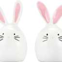 Bico Dreamy Rabbit Ceramic Hand Painted Salt & Pepper Shaker Set, Easter Decoration Table Top, Dishwasher Safe