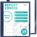 Binditek 10 Pack Heavy-Duty Clear Front Report Covers with 3 Prongs, 100-Sheet Capacity, Plastic Report Folder with Navy Back Covers, 3 Metal Prongs Fasteners, for Letter Size, Office Supplies