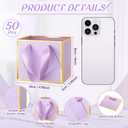 Yeaqee 50 Pcs Mini Metallic Paper Gift Bags with Handle 4x4.75x2.2'' Small Gift Bag DIY Tag Thank You Party Favor for Mother's Day Wedding Graduation Baby Shower Birthday Jewelry (Lavender,Gold)