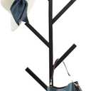 SwallowLiving Coat Rack Wall Mount, Vertical Coat Tree with 8 Hooks, Metal Hat Organizer Hanger for Entryway, Living Room, Bedroom, Home Decor, Black