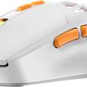 Wireless Gaming Mouse, Rechargeable&Rechange Shell,RGB Programmable Macro Mouse, Lightweight Mouse,10000 DPI,Tri-mode Wired/BT 5.0/2.4GHz Wireless Mouse Gaming with 2 Side Buttons (White Orange)
