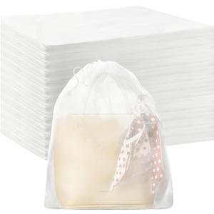 Berlune 200 Pcs Dust Bag for Purse Travel Shoe 19.7 x 15.8 Inches Non Woven Fabric Handbag Storage Organizer Breathable Dust Bag with Rope for Storing Shoes Boots, White