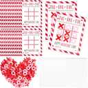 Denylo pro 24 Sets Valentine's Day Tic Tac Toe Games Cards Bingo Game with Felt Heart Bags for Classroom Games Activities Valentine Day Party Supplies