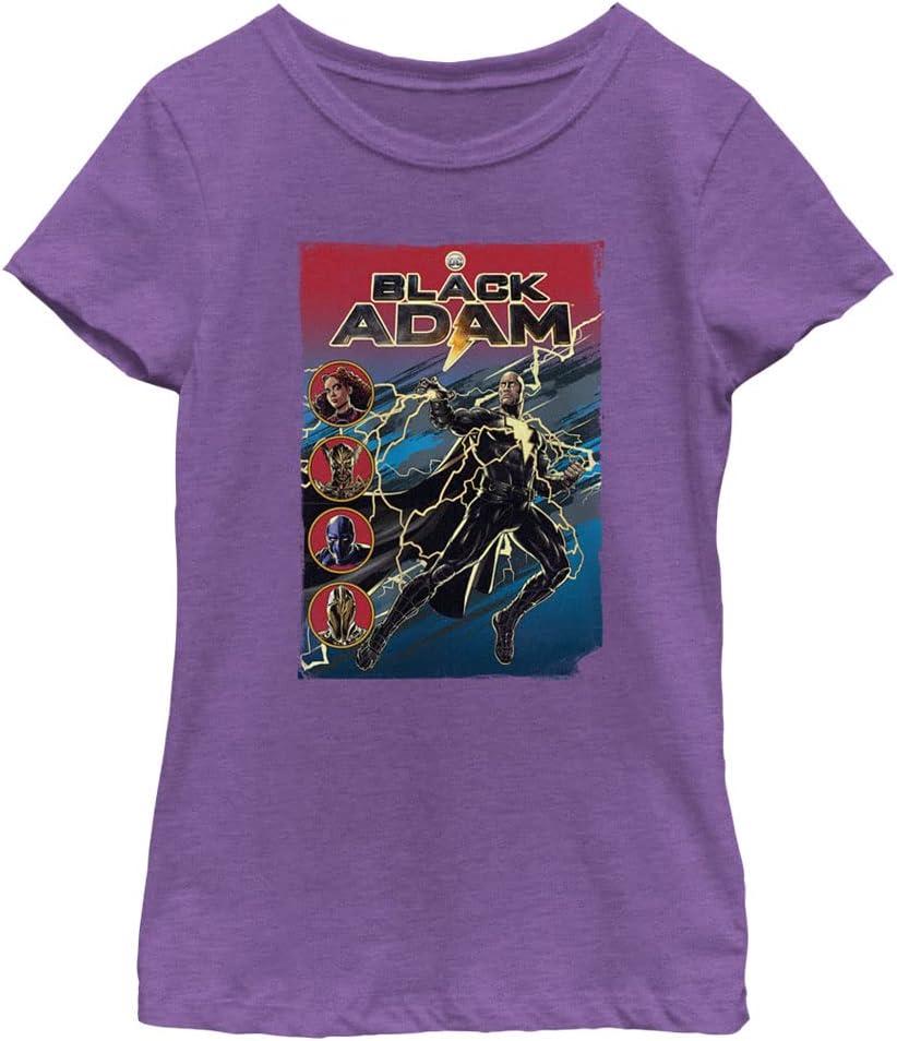 DC Comics Black Lightning Adam Girls Short Sleeve Tee Shirt (Medium, Purple Berry)