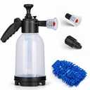 0.5 Gal Hand Pump Foam Sprayer, 68 oz Car Wash Foam Sprayer, Foaming Pump Sprayer with Two Adjustable Nozzles, Microfiber Wash Mitt, Ideal for Home Cleaning, Car Detailing, Garden Watering