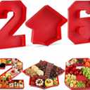 Tellingyou 3 Pcs 13.7" 2026 Graduation Fillable Letter, Plastic Number Trays for Food 2026, Charcuterie Number, Grad Fillable Letter for Class of Congrats Grad Party Supplies(2026,Red)