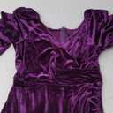 Bridesmay Velvet Wrap Dress 2024 Long Sleeves V Neck Cocktail Dress for Women Wedding Guest Formal Ruched Bodycon Dresses, Grape, Large