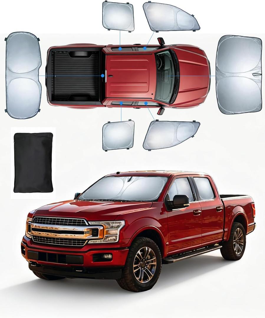 Front Rear Side Window Covers for Ford F-150 2015-2020 6 PCS Sunshade