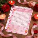 2 x 50pcs Valentine's Day Party Game Cards for Valentine Gifts Party Supplies Word Search Scramble Bingo Pictionary Matching Game Cards Set (No Answer)