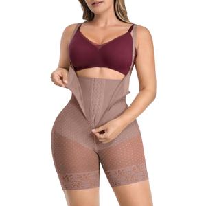 SHAPELLX Fajas Colombianas Shapewear for Women Tummy Control Plus Size Butt Lifting Bodysuit Post Partum Body Shaper (Small, A3-mauve Brown)