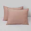 CHUFFED Linen Pillowcases 2 Pack 100% Linen Standard Pillow Cases, Breathable and Cooling Washed Pillowshams with Zipper Closure, 20x26 Inches,Pink