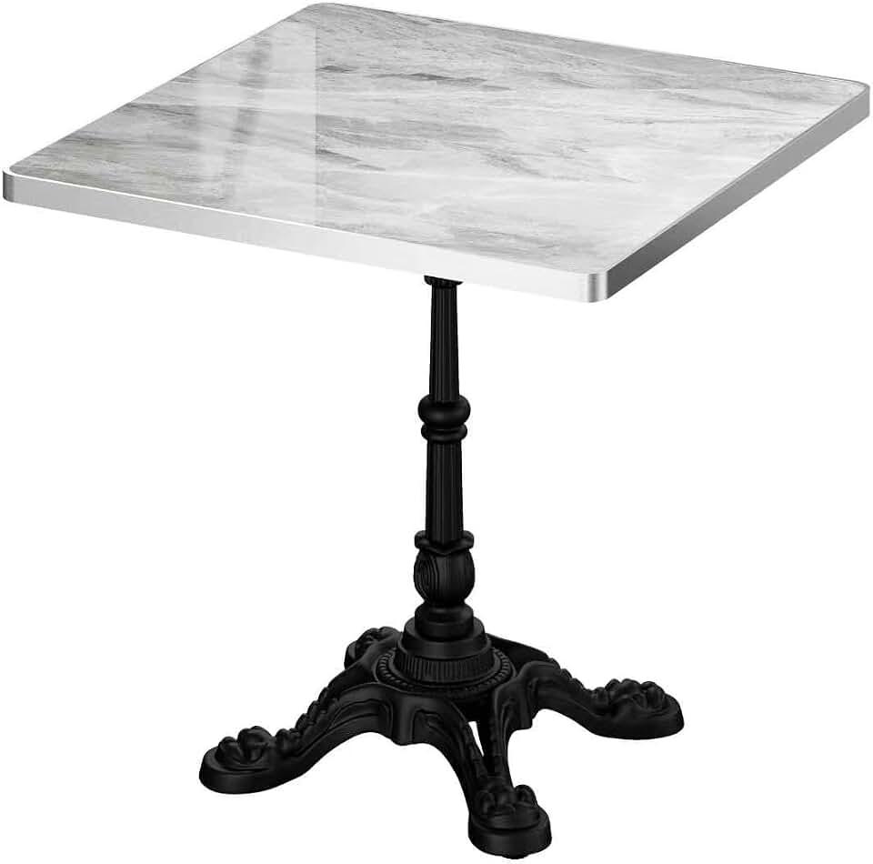 31.5" Square Sintered Stone Dining Table Indoor Outdoor Bistro Table | Grey Marble Top Tulip Table with Heavy-Duty Cast Iron Base, Waterproof Dining Table for 2-4, for Patio,Cafe,Restaurant (Only Table Top)