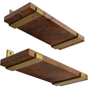 LEOPO 8 inch Shelf Bracket for DIY Floating Shelf, 1/5 inch Thick Heavy Duty Bracket, 4 Pack, Golden