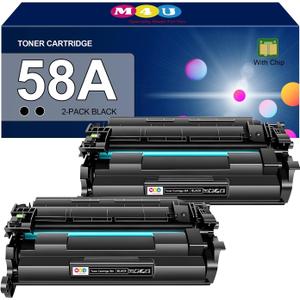 58A Toner 2 Pack Compatible with 58A CF258A Toner Cartridges Black (with Chip), Works with MFP M428fdw M428fdn M428dw M404 M428 Pro M404n M404dn M404dw Printer(2 Pack)