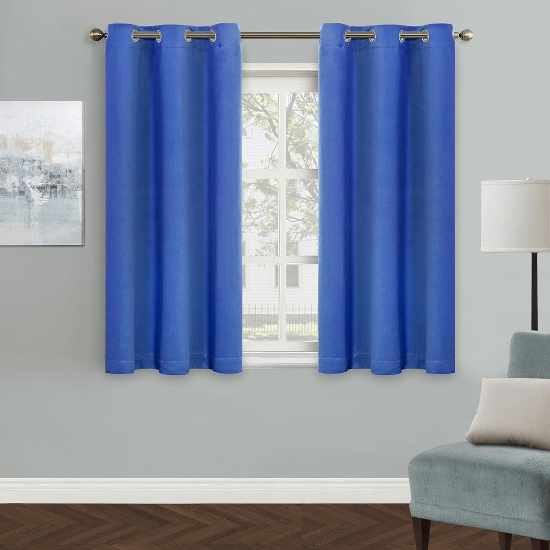 MYSKY HOME Royal Blue Curtains for Bedroom & Kitchen, 54 Inch Long Blackout Curtains with Grommet Thermal Insulation, 1 Panel, 42 x 54 Inch