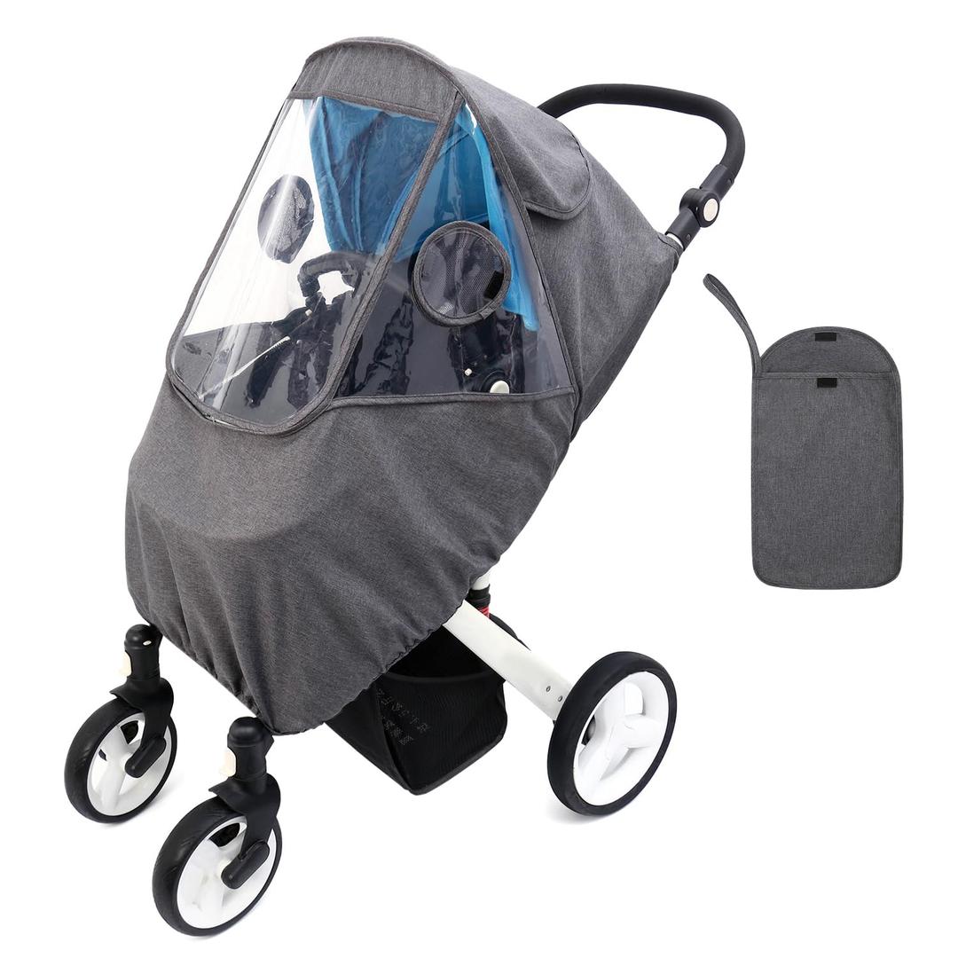 Miracle Baby Stroller Rain Cover, Universal Stroller Cover for Rain, Baby Travel Weather Shields Windproof and Waterproof, Protect from Dust and Snow, Stroller Accessories (Grey)