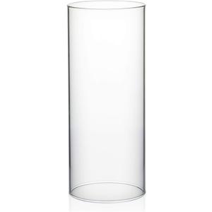 WGVI Hurricane Candle Holder Sleeve, Wide 4", Height 10", Clear Glass Cylinder Candleholder, Chimney Tube, Open Ended Candle Shade, 1 Piece