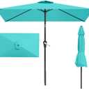 6.5' x 10' Rectangular Patio Umbrella Large Outdoor Market Umbrella w/UV Protection, Push Button Tilt and Crank Lift, Rectangle Table Umbrella for Garden, Deck, Pool, Patio, Aqua Blue, 6.5x13FT