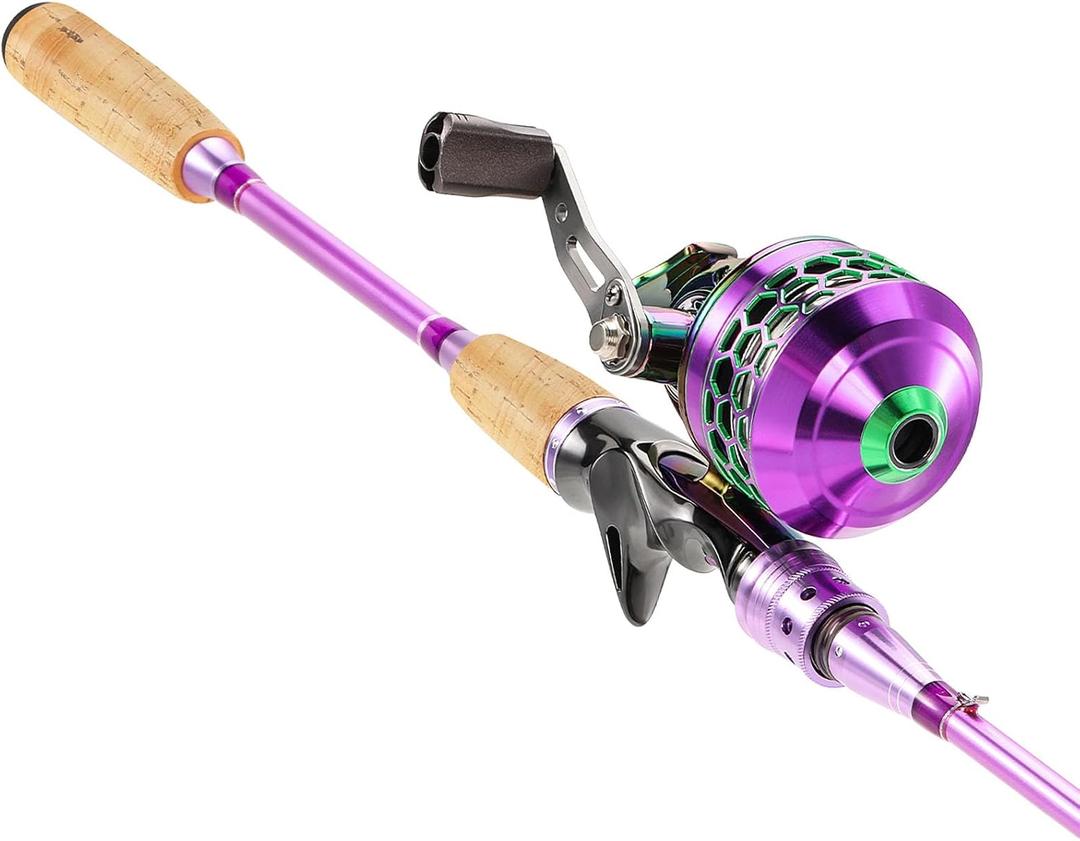 Souagyilang Spincast Fishing Rod Reel Combo,2 Pieces Medium Heavy Pole with Super Smooth Reel Trouble-Free Push-Button Bait Casting Design for Freshwater Bass Fishing, 5.9Ft