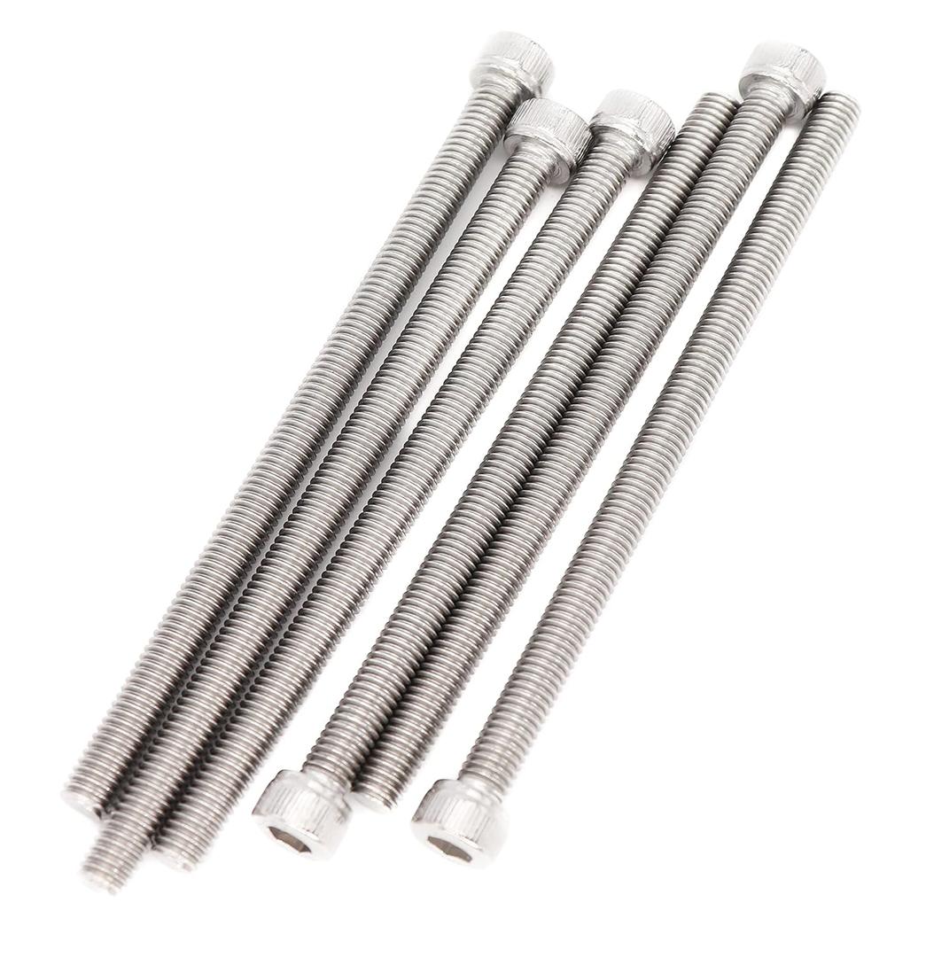 6pcs M6 x 90mm Full Thread 304 Stainless Steel Hex Socket Cap Bolt Screw