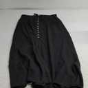 Minclouse Women's Elastic Tie Waist Button Down Maxi Skirts Casual Loose Flowy Swing Slit Front Dress (Large, Black)