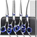 Professional 6 in1 Dog Grooming Scissors Kit, Titanium Coated Dog Scissors for Grooming, Grooming Shears Kit for Dogs Cat Pet At Home
