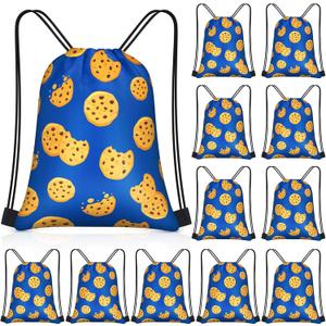 Yiyiring 16 Pcs Cookies Drawstring Gift Bags Cookies Party Favor Bags for Chocolate Chip Cookie and Milk Theme Birthday Baby Shower Party Supplies(Cartoon)
