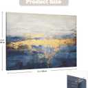 Briful Extra Large Abstract Canvas Wall Art for Living Room & Bedroom - Indigo, White, Gold - 32'' x 24''