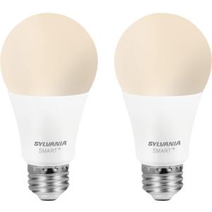 SYLVANIA Bluetooth Mesh LED Smart Light Bulb, One Touch Set Up, A19 60W Equivalent, E26, Soft White, Works with Alexa Only - 2 PK (75761)