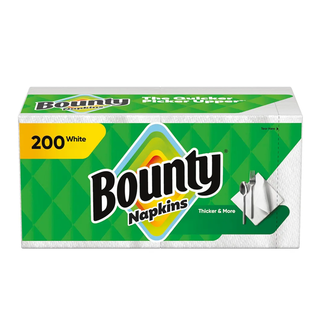 Bounty Paper Napkins, White, 200 Count, Packaging may vary Pack of 4