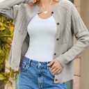 Dokotoo Cardigan Sweaters for Women 2026 Fall Outfits Long Sleeve Crochet Knit Sweaters
