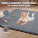 ACOMOPACK 1.3" Thick Baby Play Mat for Floor 79x118"-Large Water-Repellent&Non-Slip Memory Foam Mat for Kids,Toddlers,Soft Velvet Nursery Rug for Tummy Time&Crawling,Yoga,Tatami Style(Grey)