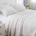 King Quilt Set  104"x90" Soft Washed 3-Layer Lightweight Bedspread with Multi-Lock Quilting, Minimalist Nordic Bedding, All-Season Quilt Set for Spring & Summer (1 Quilt + 2 Pillow Shams),Ivory