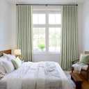 MIULEE Sage Green 100% Blackout Linen Curtains 90 Inch 2 Panels Set Double Sided No Coating Pleated Back Tab Black Out Long Thermal Insulated Pinch Pleat Bedroom Living Room Darkening Window Drapes