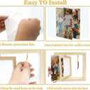 E-Bro Double Sided Rotating Floating 4x6 Rustic Wood Picture Frame Gifts with DIY Heart-Shaped Pendant - Romantic Wedding Gift for Couples, Unique Engagement Gift (Wood Grain)