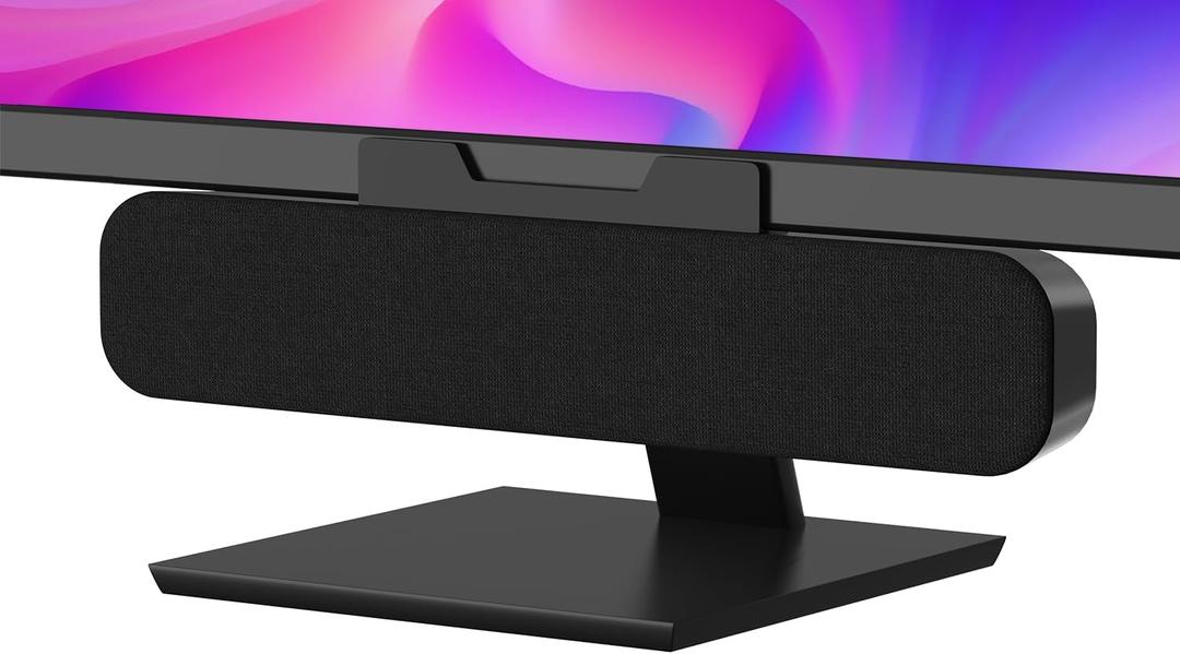 Computer Speakers for Desktop Pc, Monitor Speakers for Laptop,Pc Speakers with Loud Sound,Volume Control Easily Clamps to Monitors(USB-C to USB Adapter Included) (Black)