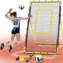 Happy Jump 7x4 FT Portable Volleyball Rebounder Net, 5 Adjustable Angles Bounce Back Trainer, Heavy-Duty Steel Frame & 45-Ply Net, Target Practice Training Equipment, Includes Volleyball