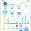 Kids Cooking Sets Real- Safe Mini Kitchen Set with Kids Knife Set for Real Food Making, Toddler Montessori Kitchen Playset for Girls Boys (Green)