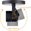 CLOUDY BAY LED Flush Mount Ceiling Spot Light,CRI90+ 8W 600lm 3000K Warm White Dimmable,Adjustable Tilt Angle Ceiling Light Fixture,Black