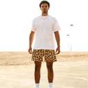 MECH-ENG Men's Leopard Graphic Print Mesh Short Athletic Basketball Workout Running Drawstring Shorts with Pockets  (Brown, L)