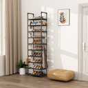 VTRIN 10 Tiers Tall Shoe Rack Holds 20-25 Pairs of Shoes Sturdy Vertical Shoe Organizer with 18pcs Hooks Stackable Narrow Shoe Rack for Closet, Entryway Black