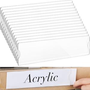 Yulejo 15 Sets Acrylic Name Plate Holder 2'' x 10'' Clear Acrylic Plastic Sign Frame with Adhesive Tape Horizontal Wall Name Plates for Door Office Nameplate Display Trays for Office Home