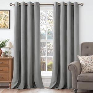 YoungsTex Light Grey Velvet Blackout Curtains 84 Inch Length 2 Panels for Bedroom, Thermal Insulated Drapes with Grommet Room Darkening Privacy for Living Room, 52 X 84 Inch