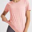 Libin Women's Workout T Shirts Short Sleeve Gym Running Athletic Tops Quick Dry Crewneck Yoga Shirts (Pink, XS)