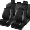 Skechers Air-Cooled Memory Foam Seat Cover, Mesh Thick Car Seat Covers,Piping Leather Car Seat Cover Full Sets,Airbag Compatible,Automotive Comfort Universal Fit Most Cars,Vans,Trucks,SUV,Beige (Black and Beige)