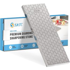S SATC Diamond Sharpening Stone 2 Side Grit 400/1000 Diamond Plate Honing Stone 8-inch Hone Sharpener White